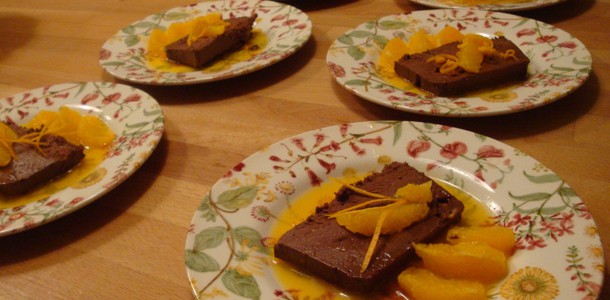 Terrine met sinaasappelsaus