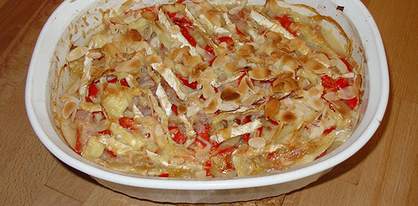 Kabeljauwschotel met camembert