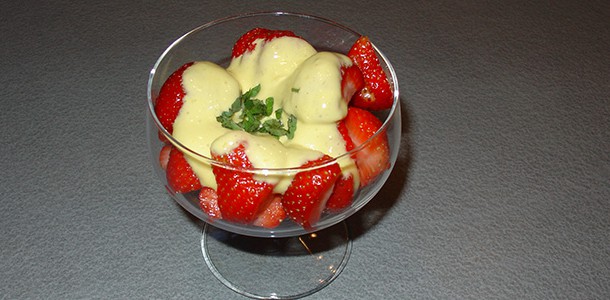 Sabayon met aardbeien