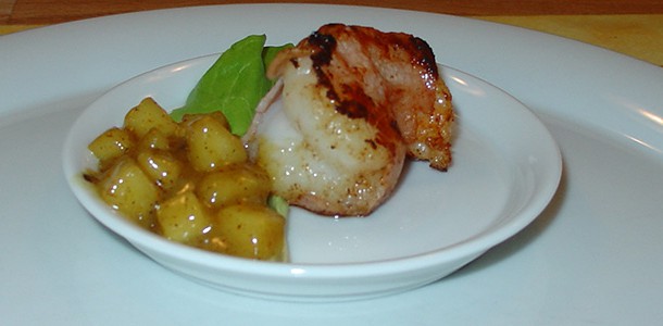 Scampi met jonagold en curry